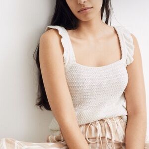 Madewell Crocheted Ruffle-Strap Sweater Tank